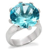 WildKlass 925 Sterling Silver Ring Matte Silver Women Top Grade Crystal Sea Blue-WildKlass Jewelry