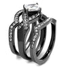 WildKlass Stainless Steel Ring IP Light Black (IP Gun) Women AAA Grade CZ Clear-WildKlass Jewelry