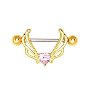 Gold Plated Flying Heart WildKlass Nipple Shield-WildKlass Jewelry