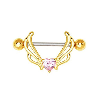Gold Plated Flying Heart WildKlass Nipple Shield-WildKlass Jewelry