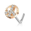 WildKlass CZ Paved Peace Symbol 316L Surgical Steel L Bend Nose Stud Rings-WildKlass Jewelry