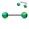 Internal Threaded Opal Balls 316L Surgical Steel WildKlass Nipple Barbell-WildKlass Jewelry
