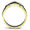 WildKlass Stainless Steel Ring IP Gold+ IP Black Women Top Grade Crystal Clear-WildKlass Jewelry