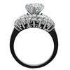 WildKlass Stainless Steel Pave Ring Two-Tone IP Black Women AAA Grade CZ Clear-WildKlass Jewelry