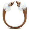 WildKlass Stainless Steel Ring IP Coffee Light Women Synthetic White-WildKlass Jewelry