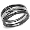 WildKlass Stainless Steel Ring Two Tone IP Light Black (IP Gun) Women Top Grade Crystal Clear-WildKlass Jewelry