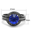 WildKlass Stainless Steel Ring IP Light Black (IP Gun) Women Top Grade Crystal Sapphire-WildKlass Jewelry