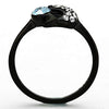 WildKlass Stainless Steel Animals Ring IP Black Women Top Grade Crystal Sea Blue-WildKlass Jewelry