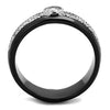 WildKlass Stainless Steel Ring Two-Tone IP Black Women AAA Grade CZ Clear-WildKlass Jewelry