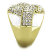 WildKlass Stainless Steel Ring IP Gold Women Top Grade Crystal Clear-WildKlass Jewelry