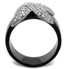 WildKlass Stainless Steel Ring Two-Tone IP Black Men Top Grade Crystal Clear-WildKlass Jewelry