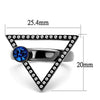 WildKlass Stainless Steel Ring IP Light Black (IP Gun) Women Top Grade Crystal Capri Blue-WildKlass Jewelry