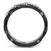 WildKlass Stainless Steel Ring Two-Tone IP Black Women Top Grade Crystal Clear-WildKlass Jewelry