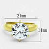 WildKlass Stainless Solitaire Steel Ring IP Gold Women AAA Grade CZ Clear-WildKlass Jewelry