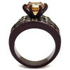 WildKlass Stainless Steel Ring IP Dark Brown (IP Coffee) Women AAA Grade CZ Champagne-WildKlass Jewelry