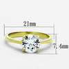 WildKlass Stainless Steel Solitaire Ring IP Gold Women AAA Grade CZ Clear-WildKlass Jewelry