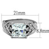 WildKlass Stainless Steel Ring High Polished Women AAA Grade CZ Clear-WildKlass Jewelry