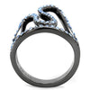 WildKlass Stainless Steel Ring IP Light Black (IP Gun) Women Top Grade Crystal Aquamarine-WildKlass Jewelry