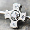 316L Stainless Steel Jeweled Medieval Cross WildKlass Industrial Barbell-WildKlass Jewelry