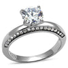 WildKlass Stainless Steel Ring High Polished Women AAA Grade CZ Clear-WildKlass Jewelry