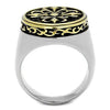 WildKlass Stainless Steel Ring Two-Tone IP Gold Men Epoxy Jet-WildKlass Jewelry