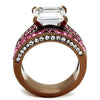 WildKlass Stainless Steel Ring IP Coffee Light Women AAA Grade CZ Clear-WildKlass Jewelry