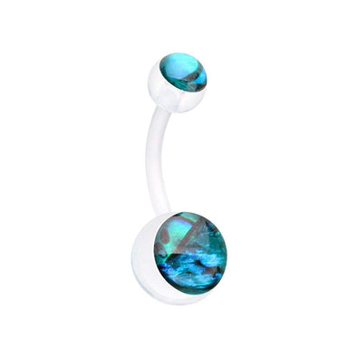 WILDKLASS Abalone Shell Bio Flexible Shaft Acrylic Ball Belly Button Ring-WildKlass Jewelry