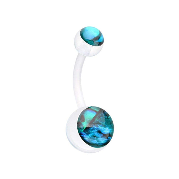 WILDKLASS Abalone Shell Bio Flexible Shaft Acrylic Ball Belly Button Ring-WildKlass Jewelry