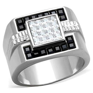 WildKlass Stainless Steel Ring High Polished (no Plating) Men Top Grade Crystal Jet-WildKlass Jewelry