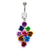 WildKlass Multi Color Flower Bouquet Dangle Charm Belly Ring (14g 7/16")-WildKlass Jewelry