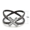 WildKlass Stainless Steel Ring Two-Tone IP Black Women AAA Grade CZ Clear-WildKlass Jewelry