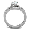 WildKlass Stainless Steel Ring High Polished (no Plating) Women AAA Grade CZ Clear-WildKlass Jewelry