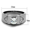 WildKlass Stainless Steel Ring High Polished (no Plating) Men AAA Grade CZ Clear-WildKlass Jewelry