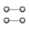 316L Stainless Steel Filigree Synthetic Opal Heart WildKlass Nipple Bar-WildKlass Jewelry