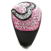 WildKlass Stainless Steel Ring Two-Tone IP Black Women Top Grade Crystal Light Rose-WildKlass Jewelry