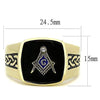 WildKlass Stainless Steel Ring IP GoldMen Synthetic Jet-WildKlass Jewelry