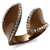 WildKlass Stainless Steel Ring IP Coffee Light Women Top Grade Crystal Clear-WildKlass Jewelry