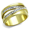 WildKlass Stainless Steel Ring Two-Tone IP Gold Women Top Grade Crystal Clear-WildKlass Jewelry