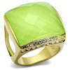 WildKlass Stainless Steel Ring IP Gold Women Synthetic Apple Green Color-WildKlass Jewelry