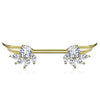 WildKlass Round and Marquise CZ Prong Set Angel Wings Ends 316L Surgical Steel Nipple Barbell Rings-WildKlass Jewelry