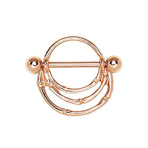 Rose Gold Plated Asymmetrical Layers WildKlass Nipple Shield-WildKlass Jewelry