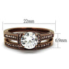 WildKlass Stainless Steel Ring IP Coffee Light Women AAA Grade CZ Clear-WildKlass Jewelry