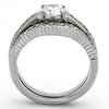 WildKlass Stainless Steel Wedding Ring High Polished (no Plating) Women AAA Grade CZ Clear-WildKlass Jewelry