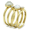 WildKlass Stainless Steel Ring IP Gold Women Synthetic White-WildKlass Jewelry