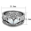 WildKlass Stainless Steel Ring High Polished (no Plating) Women AAA Grade CZ Clear-WildKlass Jewelry