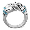WildKlass Stainless Steel Ring High Polished (no Plating) Women Top Grade Crystal Sapphire-WildKlass Jewelry