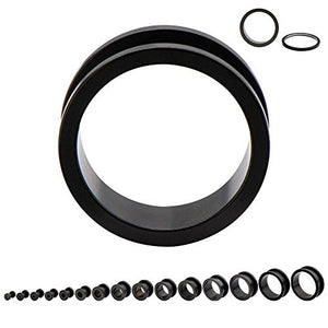 Matte Black Titanium Plated 316L Surgical Steel Screw Fit WildKlass Tunnel-WildKlass Jewelry