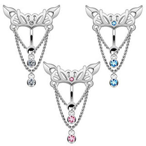 Chain Drop Chandeliar Hinge Anction Reverse Belly WildKlass Rings (Sold by Piece)-WildKlass Jewelry