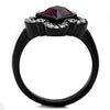 WildKlass Stainless Steel Ring Two-Tone IP Black Women Top Grade Crystal Fuchsia-WildKlass Jewelry