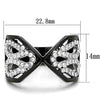 WildKlass Stainless Steel Ring Two-Tone IP Black Women AAA Grade CZ Clear-WildKlass Jewelry